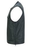 MEN’S PREMIUM PERFORATED SINGLE BACK PANEL CONCEALMENT VEST W/O COLLAR Jimmy Lee Leathers Club Vest