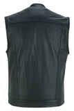 MEN’S PREMIUM PERFORATED SINGLE BACK PANEL CONCEALMENT VEST W/O COLLAR Jimmy Lee Leathers Club Vest