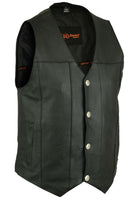 MEN'S SINGLE BACK PANEL CONCEALED CARRY VEST (BUFFALO NICKEL SNAPS) Jimmy Lee Leathers Club Vest