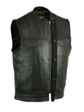 MILLED COWHIDE, WITHOUT COLLAR & HIDDEN ZIPPER MOTORCYCLE VEST Jimmy Lee Leathers Club Vest