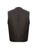 Men's Brown 1/2" Collar Leather Motorcycle Club Vest