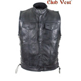 Men's Naked Cowhide CCW Pocket With Jacket Zipper And Snap Vest by Club Vest Jimmy Lee Leathers Club Vest