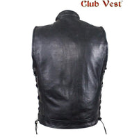 Men's Naked Cowhide CCW Pocket With Jacket Zipper And Snap Vest by Club Vest Jimmy Lee Leathers Club Vest