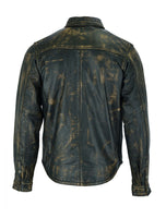 Mens Distressed Brown Leather Motorcycle Shirt with Concealed Carry Jimmy Lee Leathers Club Vest