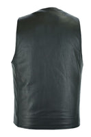 Mens Plain Black Leather Vest, Front & Inside Pockets by Jimmy Lee Leathers Jimmy Lee Leathers Club Vest