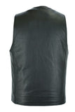 Mens Plain Black Leather Vest, Front & Inside Pockets by Jimmy Lee Leathers Jimmy Lee Leathers Club Vest