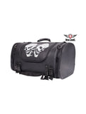 Motorcycle Sissy Bar Bag Trunk with Night reflective Skulls Jimmy Lee Leathers Club Vest