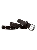 Brown Dual Hole Punched Motorcycle Leather Biker Belt