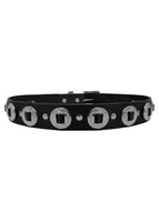 Black Motorcycle Leather Belt With Conchos