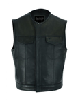 Riders Low Cut Neck Line Mens Leather Motorcycle Club Vest by Jimmy Lee Leathers Jimmy Lee Leathers Club Vest