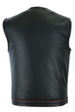 Riders Triple Red Thread Club Vest, Concealed Gun Pockets, Red Lining by Jimmy Lee Leathers Jimmy Lee Leathers Club Vest