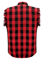 Mens Sleeveless Flannel Shirt Red and Black