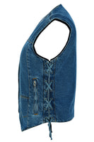 WOMEN'S 6 POCKET DENIM UTILITY VEST - BLUE Jimmy Lee Leathers Club Vest