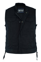 WOMEN'S ADVANCE SIDE LACES BLACK CLUB DENIM VEST Jimmy Lee Leathers Club Vest