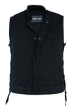 WOMEN'S ADVANCE SIDE LACES BLACK CLUB DENIM VEST Jimmy Lee Leathers Club Vest