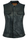 WOMEN’S PREMIUM SINGLE BACK PANEL CONCEALMENT CLUB STYLE VEST Jimmy Lee Leathers Club Vest