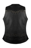 Women Zipper Distressed Naked Cowhide Vest with Laces Gather Sides by Jimmy Lee Leathers Jimmy Lee Leathers Club Vest