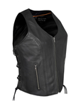 Women Zipper Front Vest Side Laces, CCW Premium Cowhide Leather by Jimmy Lee Leathers Jimmy Lee Leathers Club Vest