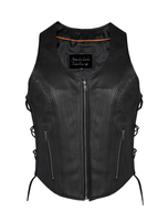 Women Zipper Front Vest Side Laces, CCW Premium Cowhide Leather by Jimmy Lee Leathers Jimmy Lee Leathers Club Vest