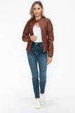 Snobbish PU Leather Biker Jacket with Side Zip Pockets