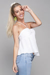 Frill Trim Drawstring Front Tube Top