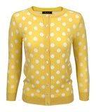 Polka Dot Jacquard 3/4 Sleeve Sweater Cardigan