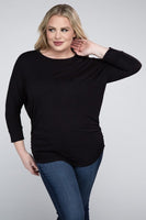 Plus Luxe Rayon Boat Neck 3/4 Sleeve Top