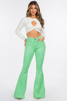 Bell Bottom Jean in Lime Made In: USA