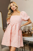 BiBi Flower Square Neck Puff Sleeve Dress