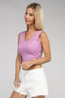 Ribbed Scoop Neck Cropped Sleeveless Top