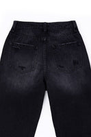 Black distressed straight jeans