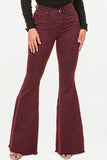 Leopard Bell Bottom Jean in Burgundy- Inseam 32 Made In: USA