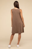 Sleeveless Flared Dress with Side Pockets