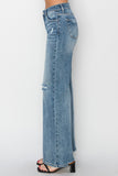 RISEN Full Size High Waist Distressed Wide Leg Jeans