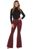 Leopard Bell Bottom Jean in Burgundy Made in USA