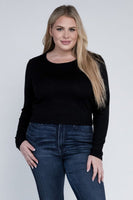 Plus Classic Ribbed Round Neck Long Sleeve