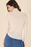 Wool blended mock neck sheer sweater