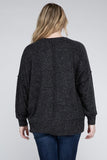 Plus Brushed Melange Drop Shoulder Sweater