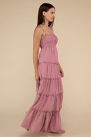 Woven Smocked Top Tiered Cami Maxi Dress