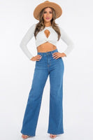 Wide Leg Jean in Medium Blue Made in USA