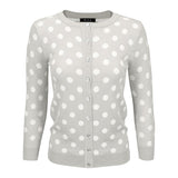 Polka Dot Jacquard 3/4 Sleeve Sweater Cardigan