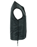 HIDDEN 10" GUN METAL ZIPPER LEATHER SIDE LACE MOTORCYCLE VEST