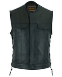 HIDDEN 10" GUN METAL ZIPPER LEATHER SIDE LACE MOTORCYCLE VEST