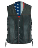 HONOR RIDE WESTERN CUT MOTORCYCLE CCW VEST WITH AMERICAN FLAG LINER